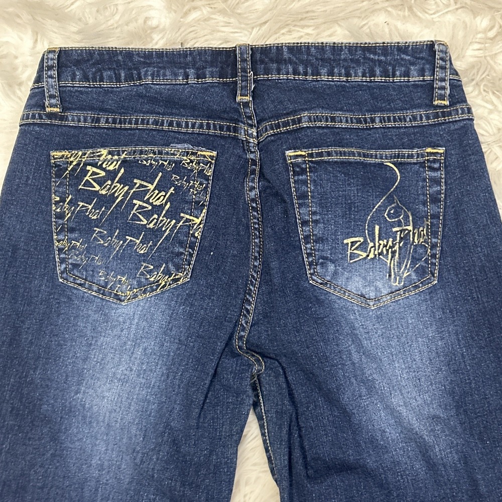 Baby Phat Jeans Y2K Hip Hop Luxury Metallic Gold Cat Pockets Streetwear Club 11